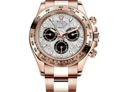 Rolex Daytona Rose Gold Cosmograph Daytona 40 Watch Meteorite and Black Dial Oyster Bracelet 116505