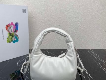 Replica Prada 1BA384 Prada Soft Padded Nappa Leather Mini Bag White