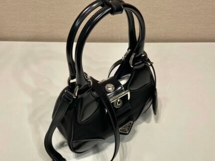 Replica Prada 1BA368 Prada Moon Re-Nylon and leather bag Black