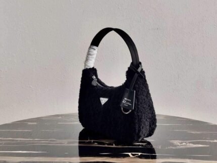 Replica Prada 1NE515 Re Edition 2000 Shearling Mini Bag Black