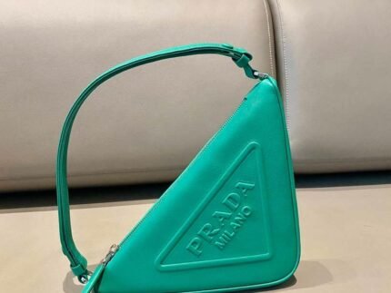 Replica Prada 1NQ043 Triangle leather pouch Lake Blue