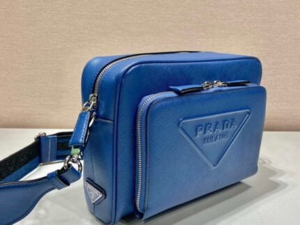Replica Prada 2VH152 Saffiano leather shoulder bag Blue