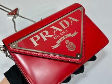Replica Prada 1BH189 Brushed leather shoulder bag Red