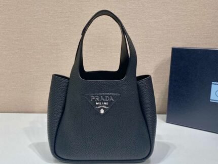 Replica Prada 1BG335 Tote Leather Bucket Handbag Black