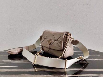 Replica Prada 1BD292 Prada System nappa leather patchwork Bag Apricot