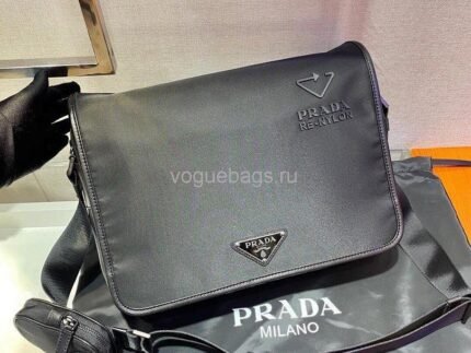 Replica Prada 2VD039 Re Nylon And Saffiano Leather Shoulder Bag in Black
