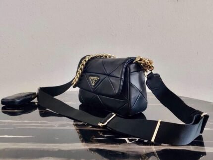 Replica Prada 1BD292 Prada System nappa leather patchwork Bag Black