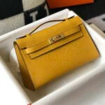 Replica Hermes Mini Kelly Pouchette Epsom Leather H230228 Yellow