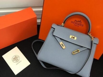 Replica Hermes Kelly Danse 20309 Designer Tote Shoulder Strap Bag Lake Blue