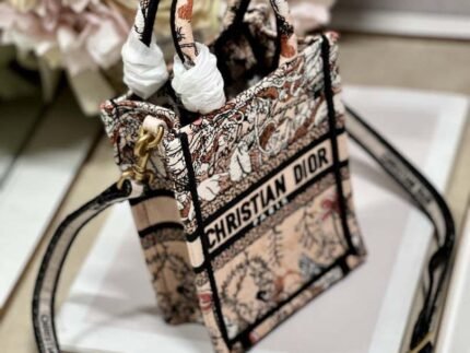 Replica Dior S5555 Mini Dior Book Tote Phone Bag Nude multicolor embroidery S1104