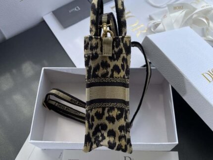Replica Dior S5555 Mini Dior Book Tote Phone Bag Beige and Black Mizza Embroidery