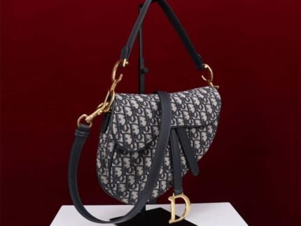 Replica Dior M0455 Saddle Bag With Strap Blue Dior Oblique Jacquard
