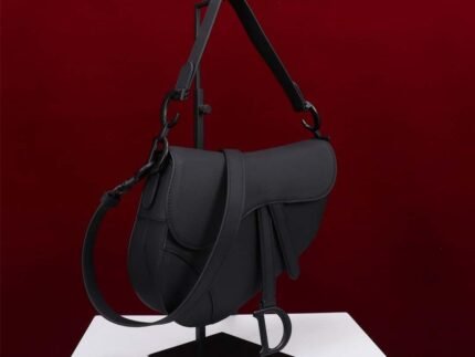 Replica Dior M0455 Saddle Bag With Strap Black Ultramatte Calfskin Black Hardware
