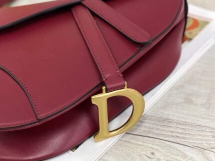 Replica Dior M0446 Dior Saddle Bag M0447 Wine Red Goatskin Gold Hardware