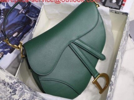 Replica Dior M0446 Dior Saddle Bag M0447 Green Grained Calfskin