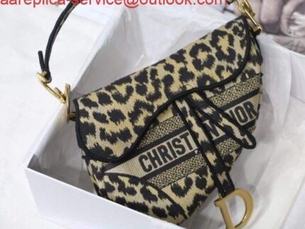 Replica Dior M0446 Dior Saddle Bag Beige Multicolor Mizza Embroidery