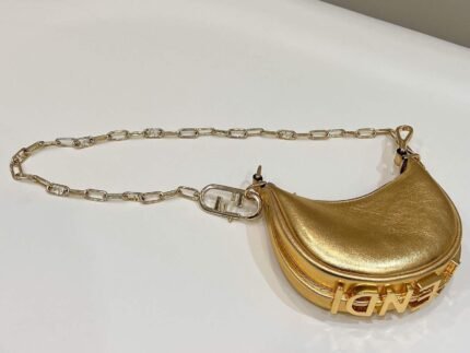 Replica Fendi 7AS089 Nano Fendigraphy Gold leather Charm 80056S