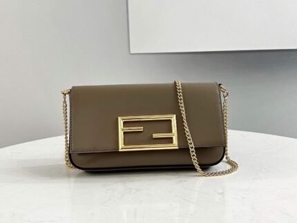 Replica Fendi 8521 Baguette Chain Midi Shoulder Bag Gray