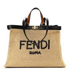 Replica Fendi 8BH374 FENDI PEEKABOO X-TOTE Natural Raffia Bag