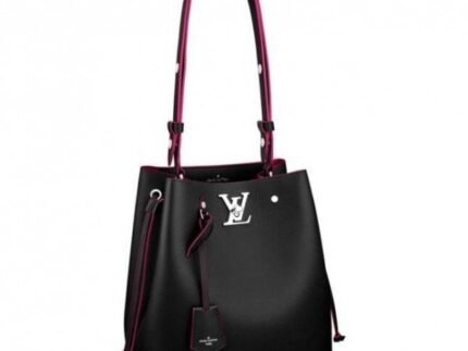 Replica Louis Vuitton Black Lockme Bucket Bag M54677 BLV759