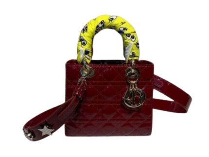 Christian Dior Small Lady Dior Bag with Chain Gold Toned Hardware Burgundy For Women 20cm/8in CD M0538OWCB_M323