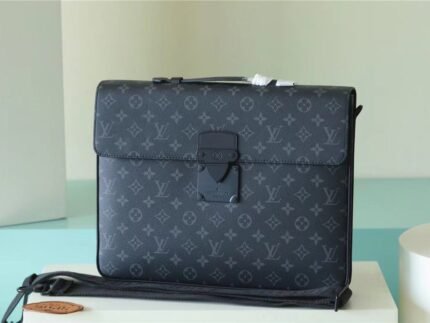 Louis Vuitton S-Lock Briefcase Monogram Eclipse Black For Men, Men’s Bags, Shoulder And Crossbody Bags 14.6in/37cm LV