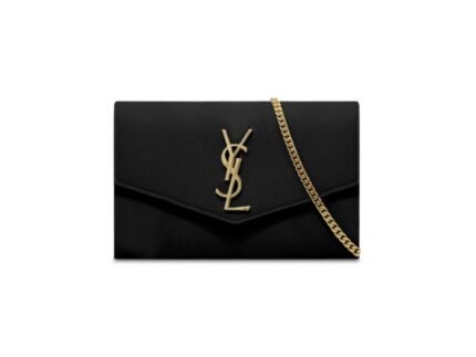 Saint Laurent Uptown Chain Wallet Black For Women 7.4in/19cm YSL 6077881GF0J1000