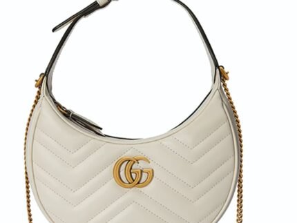 Gucci Marmont Half Moon Shaped Mini Bag White For Women, Women’s Bags 8.5in/22cm GG 699514 DTDHT 9022