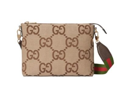 Gucci Jumbo GG Messenger Bag Camel And Ebony Jumbo GG Canvas For Women  9.6in/24.5cm GG 703468 92THF 1000