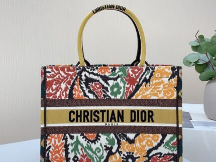 Christian Dior Medium Dior Book Tote Yellow Multicolor , For Women, Women’s Handbags 14in/36cm CD