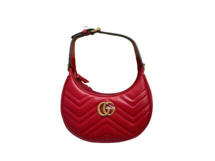 Gucci Marmont Half Moon Shaped Mini Bag Red For Women, Women’s Bags 8.5in/22cm GG