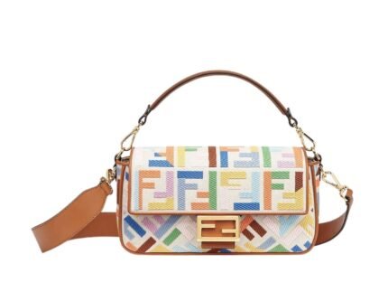 Baguette Multicolor Canvas Bag With FF Embroidery Multicolor For Women 8BR600ANH4F1L2D