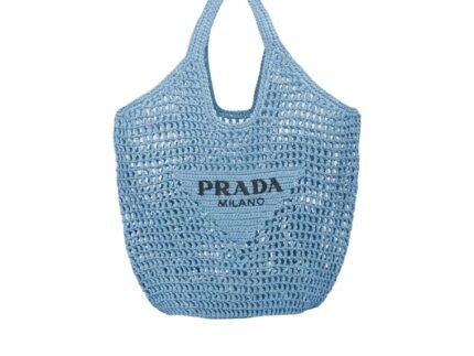 Raffia Tote Bag Blue For Women 1BG424_2A2T_F0076_V_OOO