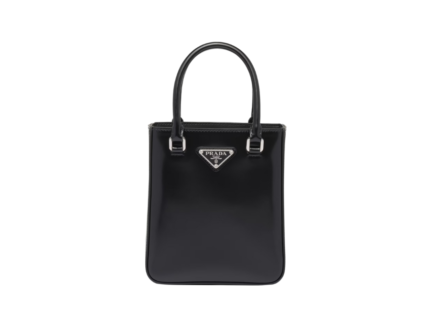 Prada Small Brushed Tote Black For Women, Women’s Bags 6.9in/18cm 1BA331_ZO6_F0002_V_OOO