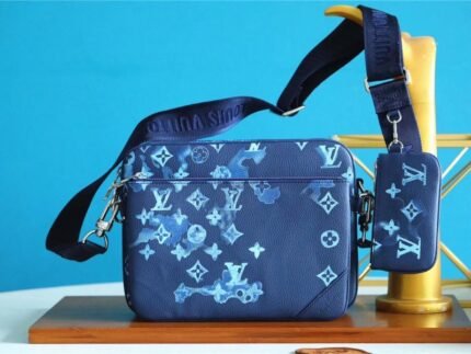 Louis Vuitton Trio Messenger Ink Watercolor Blue For Men, Men’s Bags, Shoulder And Crossbody Bags 9.5in/25cm LV M57840