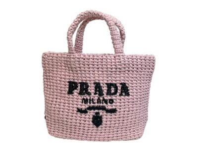 Small Raffia Tote Bag In Pink/Beige For Women 9.4 in/24cm 1BG422_2A2T_F0E18_V_OOL
